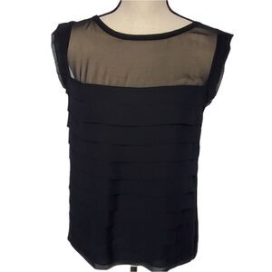The Limited Tiered Pleated Black Top